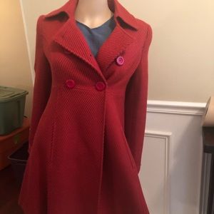 Petite red pea coat